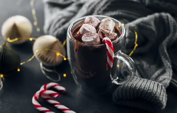 Christmas, candy, New year, drink, dessert, sweater, Christmas decorations, marshmallows