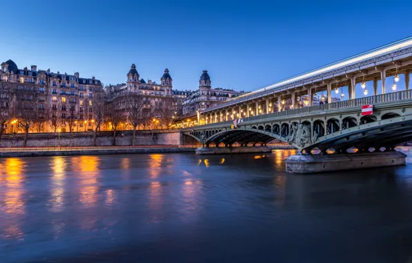 Picture river, France, Paris, hay, Bir Hakeim Bridge