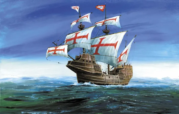 Picture ship, land, time, armed, to conquer, ships, shipping, 600-700