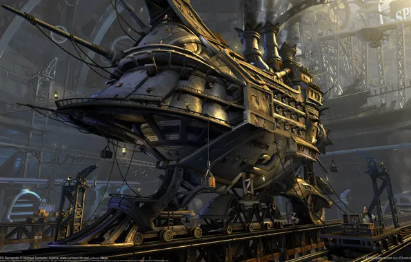 Picture ship, steampunk, construction, TPS Barracuda