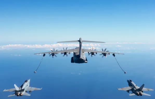 Picture A400М, F/A-18 Hornet, Air refueling, Airbus A400M Atlas, The air force of Spain, Airbus Military