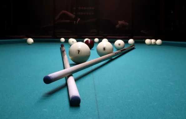 Girl, table, Billiards