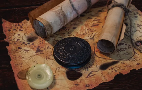Letter, fire, candle, Map, mirror, pirate, vintage, scroll