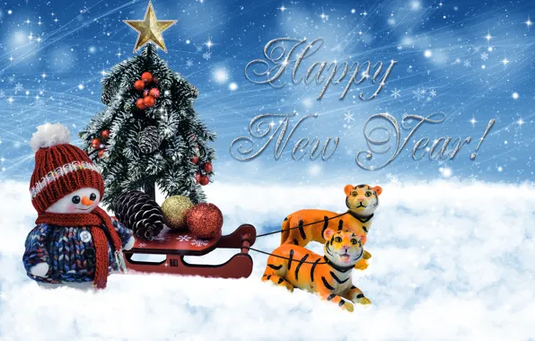 Balls, holiday, toys, Christmas, pair, New year, snowman, team