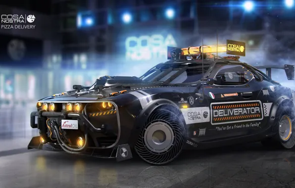 Smoke, car, Igor Sobolevsky, Cosa Nostra Pizza Delivery Vehicle