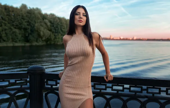 Look, girl, bridge, river, photo, figure, Dmitry Sn, Kristina Romanova