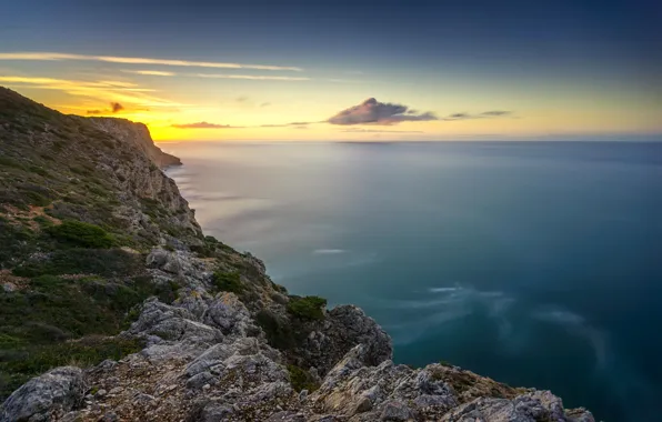 Sea, rocks, coast, horizon