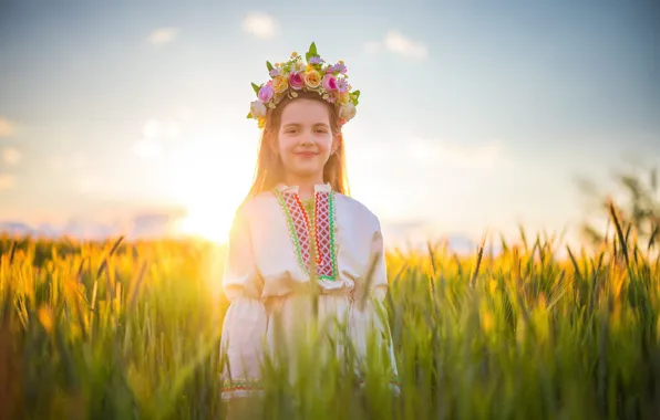 Field, summer, the sun, light, flowers, nature, pose, mood