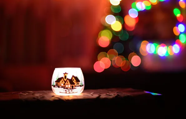 Winter, night, the dark background, holiday, lights, Christmas, lamp, New year