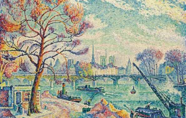 Picture picture, the urban landscape, Paul Signac, pointillism, The Pont Des Arts. Paris