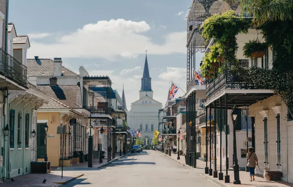 Picture Home, Street, People, USA, Cathedral, New Orleans, New Orlean, French Quarter