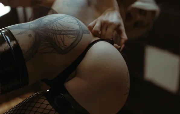 Ass, ass, mesh, ass, stockings, tattoo, StasyQ, KisaQ