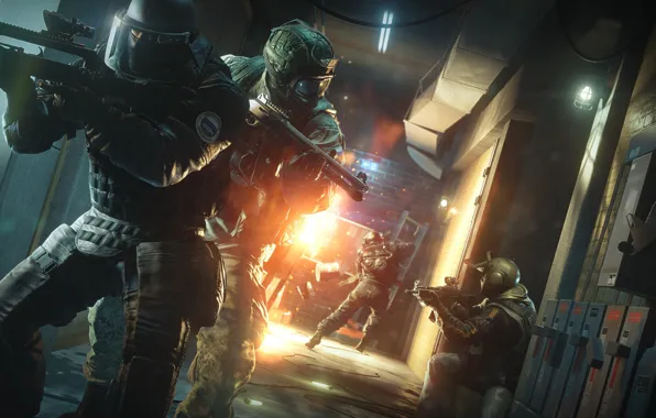 Picture explosion, fire, flame, game, soldier, weapon, Rainbow Six, man