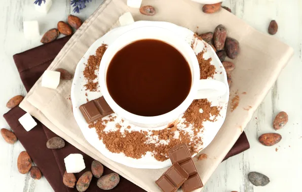 Picture chocolate, Cup, sugar, white, saucer, cocoa, swipe