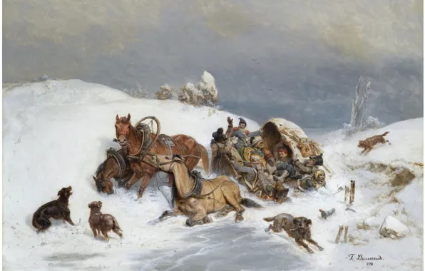 Picture 1812, FROM RUSSIA, Bogdan Pavlovich Villevalde, THE RETREAT OF THE FRENCH