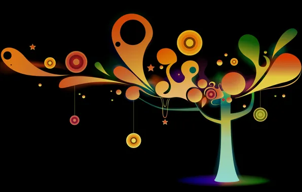 Decoration, circles, tree, vector, color