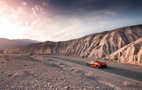 McLaren, Orange, Carver, Front, Death, Sand, Supercar, Valley