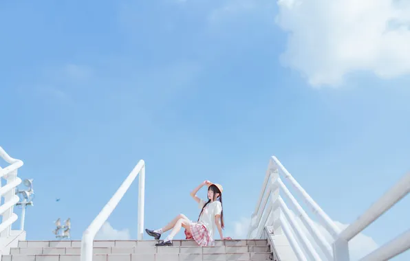 Sky, Beautiful, Asian, Model, Woman, Hat, Cute, Pretty