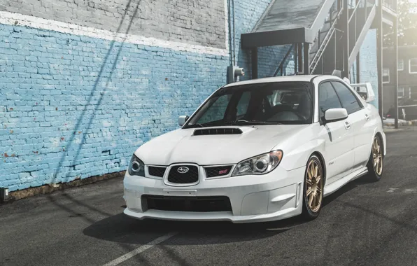 Subaru, Impreza, White, STi