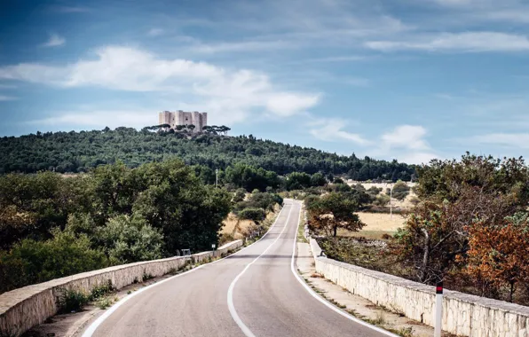 Picture forest, road, sky, trees, landscape, Italy, nature, clouds