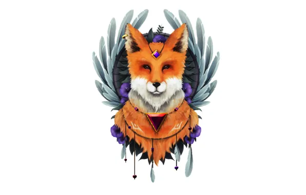 Minimalism, feathers, Fox, Fox, fox
