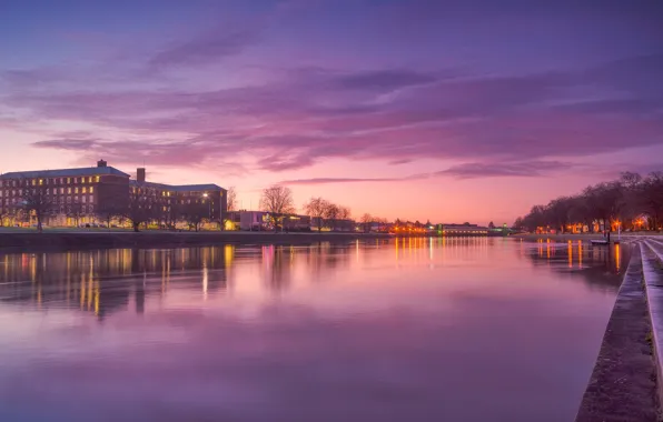 Lights, river, England, home, promenade, Nottingham