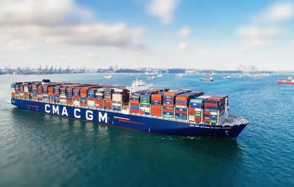 Sea, Board, Court, The ship, A container ship, RAID, CMA CGM, A cargo ship