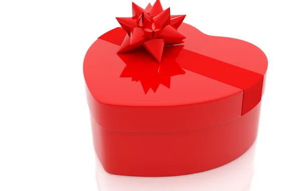 Rendering, box, gift, white background, heart, 3D graphics, Valentine's Day