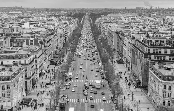 Retro, street, France, Paris, home, Champs Elysees