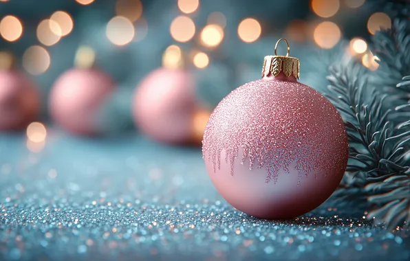 Balls, lights, pink, Shine, ball, sequins, Christmas, New year