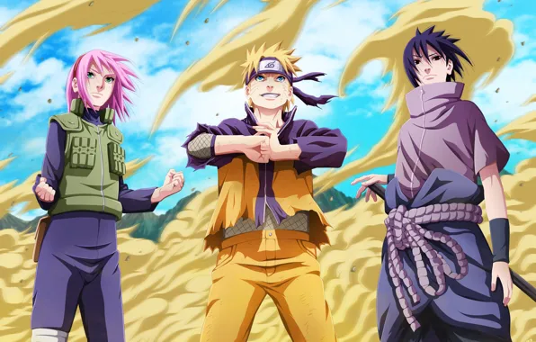 Picture sand, girl, joy, mood, anger, indifference, guys, Naruto
