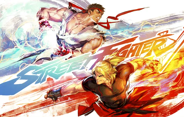 Picture art, fighters, Street Fighter, Ryu, Ken Masters, capcom