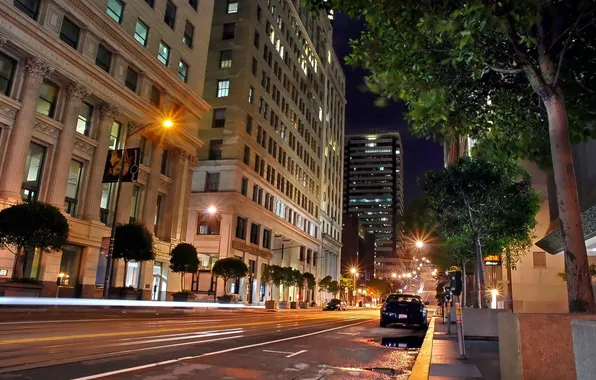 California, CA, night, san francisco