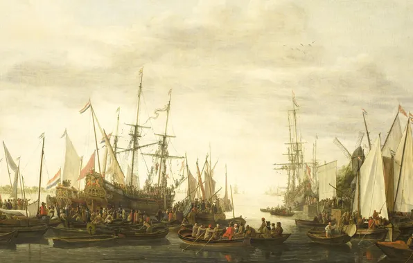 Boat, ship, picture, sail, Lieve Petersson Verschuer, Dragging under the Keel of the Ship Surgeon