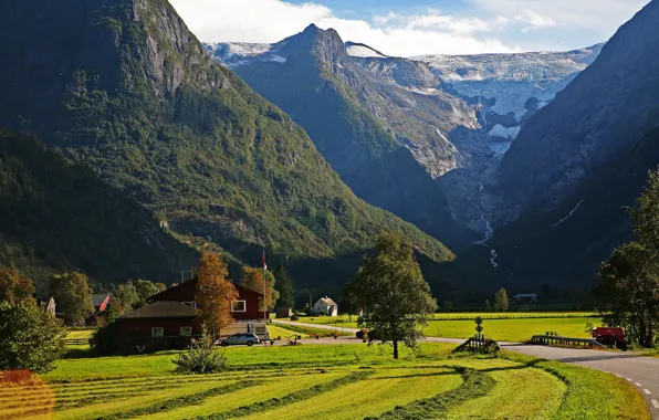 Road, mountains, Norway, Sogn og Fjordane, Stryn