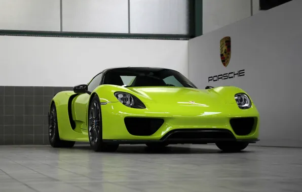 Picture green, porsche, 918, hybrid, spyder