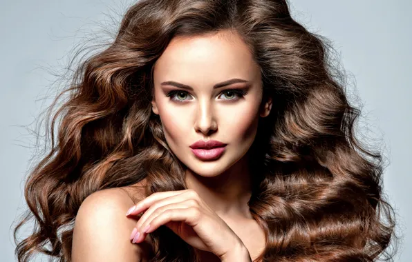 Picture girl, hair, hands, makeup, hairstyle, curls, Valua Vitaly