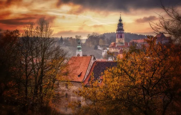 Picture autumn, the city, Czech Republic, Český Krumlov, Cesky Krumlov