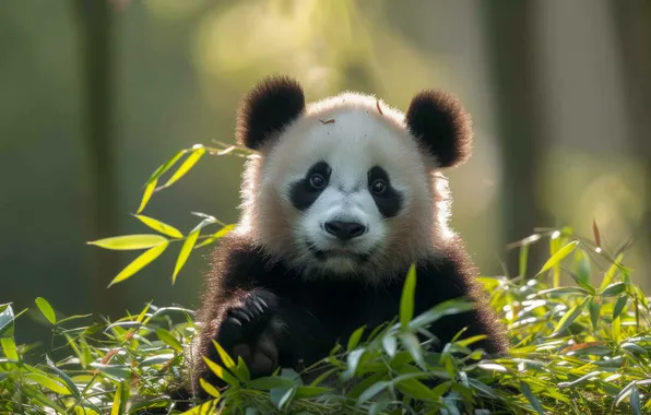 Look, leaves, light, nature, portrait, bamboo, bear, bear