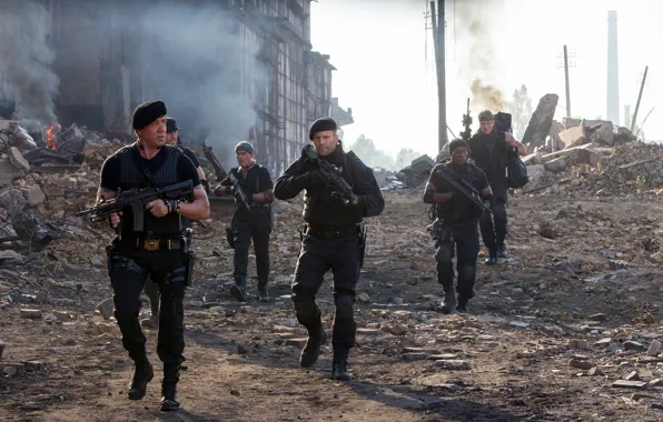 Picture Sylvester Stallone, Antonio Banderas, Jason Statham, Dolph Lundgren, The Expendables 3, The expendables 3