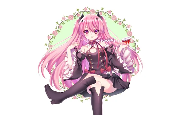 Girl, flowers, sitting, Owari no Seraph, The last Seraphim, Vapir, Krul