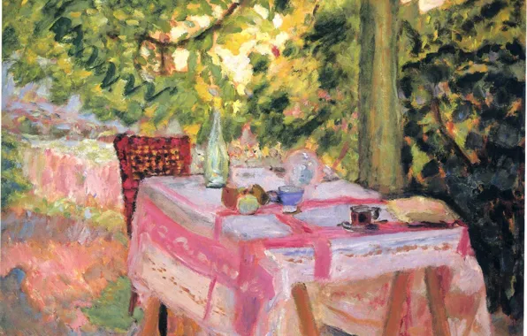 Summer, table, tree, Nabi intimism, Bonnard Pierre