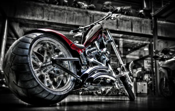 Picture motorcycle, chrome, bike, custom, custom, harley