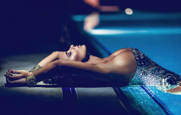 Chest, girl, the pool