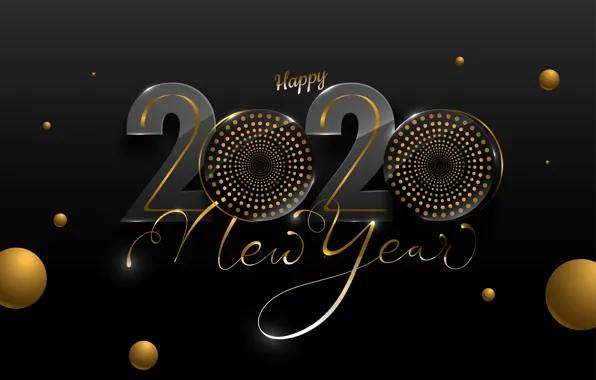 Picture background, black, Happy New year, 2020