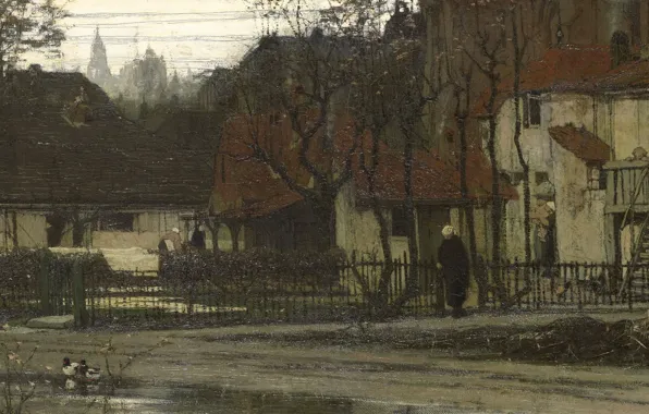 Oil, picture, canvas, 1863, city view, The Painter Matthijs Maris., Mattijs Maris