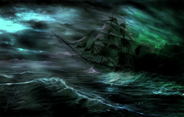 Picture Ghost ship, Davydov Victor, Path of the wizard