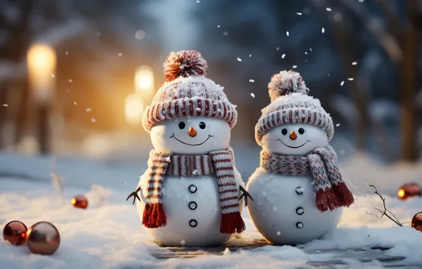 Picture winter, snow, Christmas, New year, snowman, Christmas, winter, snow