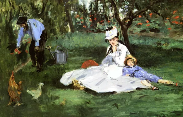 Picture picture, genre, Edouard Manet, The Monet family in the Garden at Argenteuil