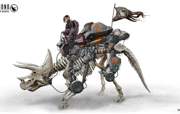 Flag, skeleton, horns, rider, KEMONO